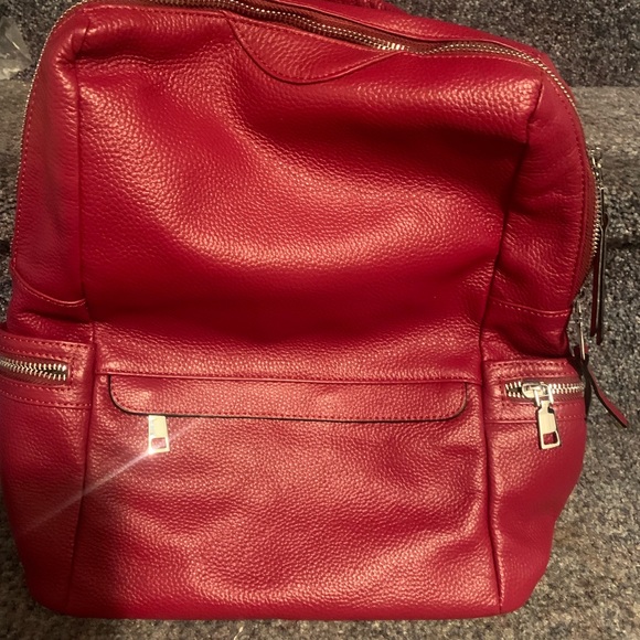 Altosy Genuine Leather top grain backpack-Red - Picture 3 of 10
